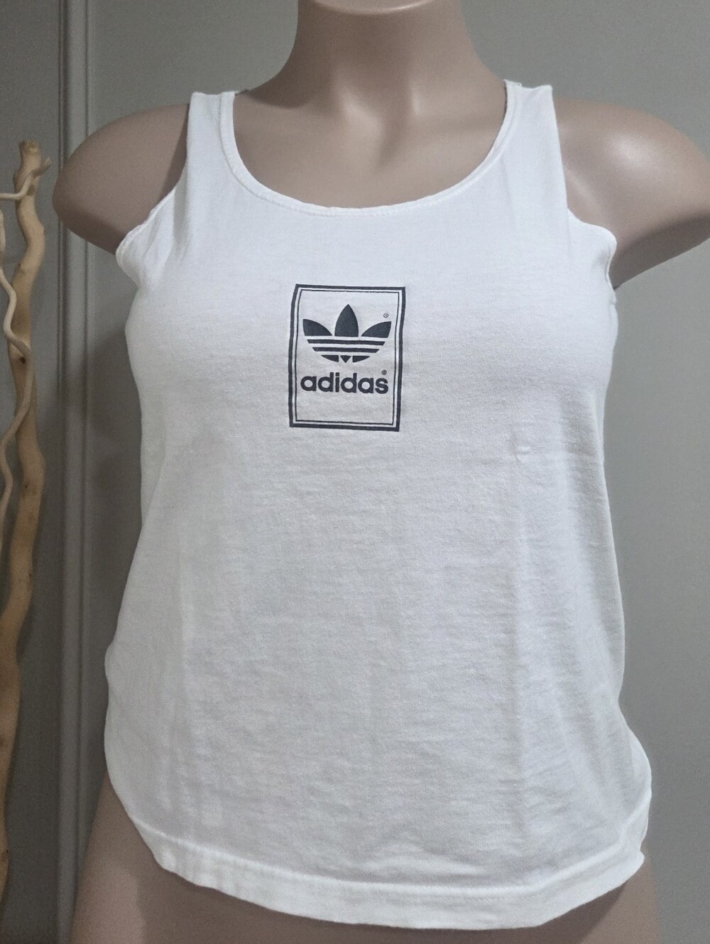 Adidas White Tank Top with Black Logo Sz.M